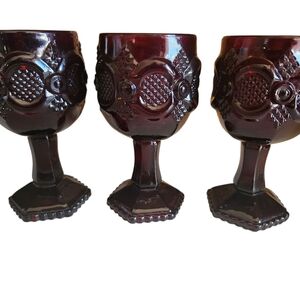 Avon Cape Code Collection Ruby Red Wine Glasses Set Of 3